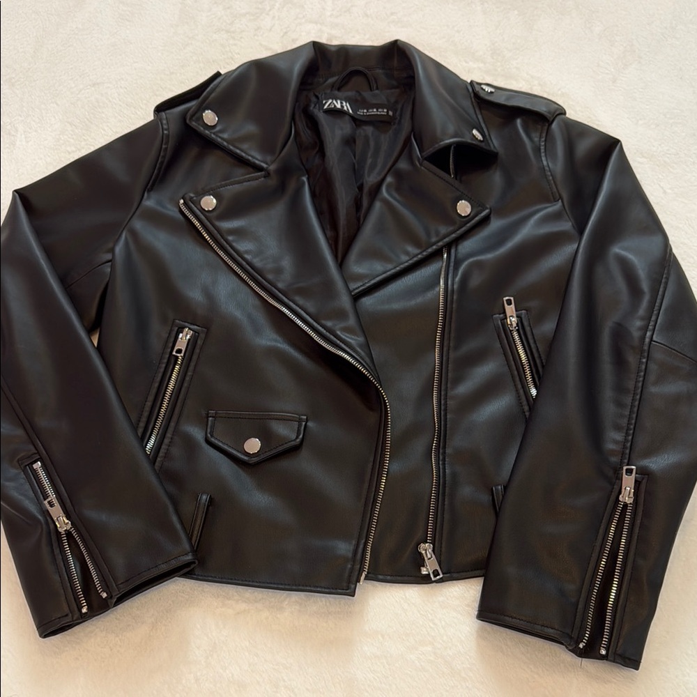 BRAND NEW Zara Black Leather Jacket for Women